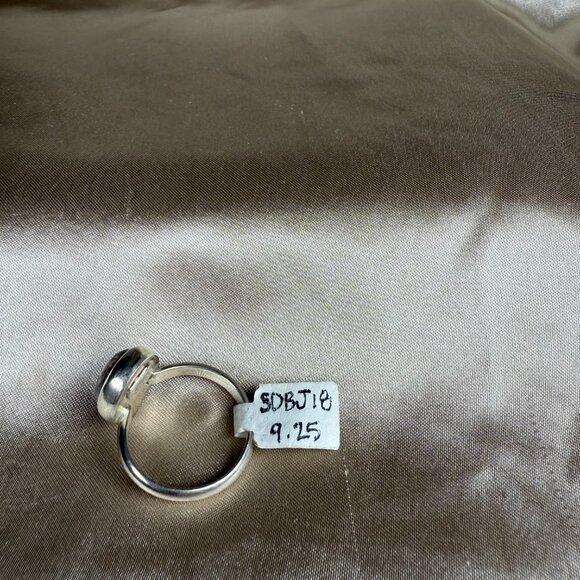 Handmade Silver Gray Boulder Opal Ring Pear Natural Gemstone Jewelry Size 9.25 - Picture 3 of 4